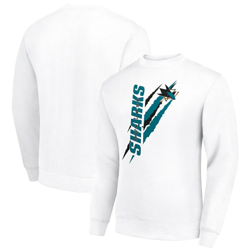 San Jose Sharks - Starter Color Scratch Pullover Sweatshirt White