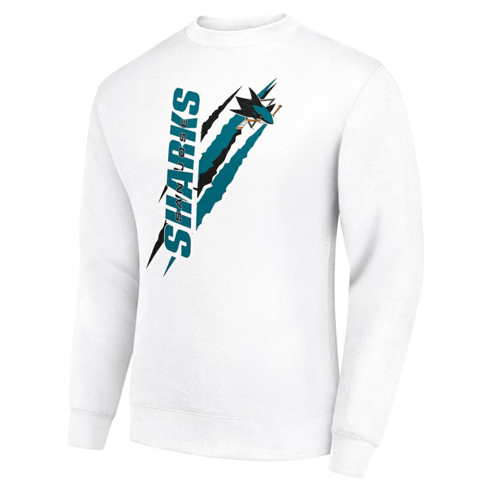 San Jose Sharks - Starter Color Scratch Pullover Sweatshirt White