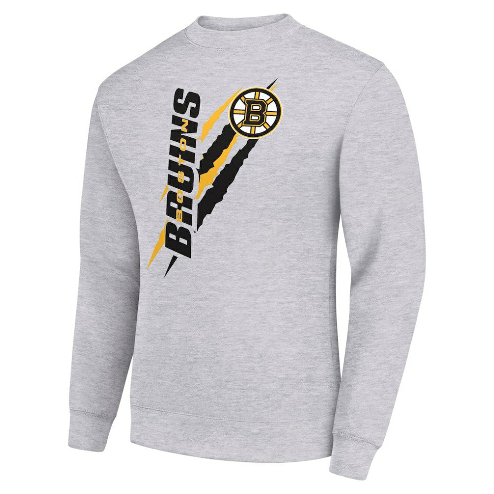Boston Bruins Starter Color Scratch Pullover Sweatshirt Heather Gray