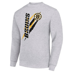 Boston Bruins Starter Color Scratch Pullover Sweatshirt Heather Gray