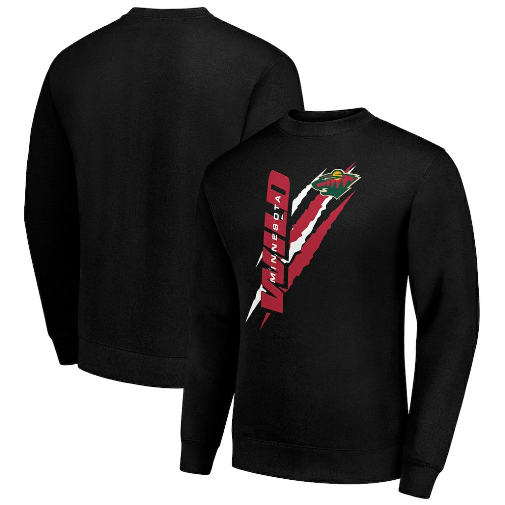 Minnesota Wild - Starter Color Scratch Pullover Sweatshirt Black