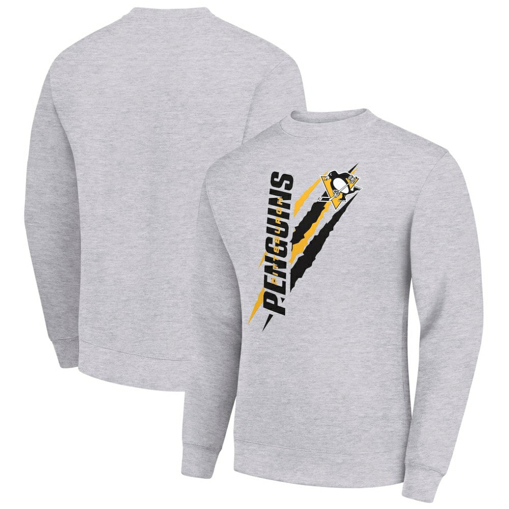 Pittsburgh Penguins Starter Color Scratch Pullover Sweatshirt Heather Gray