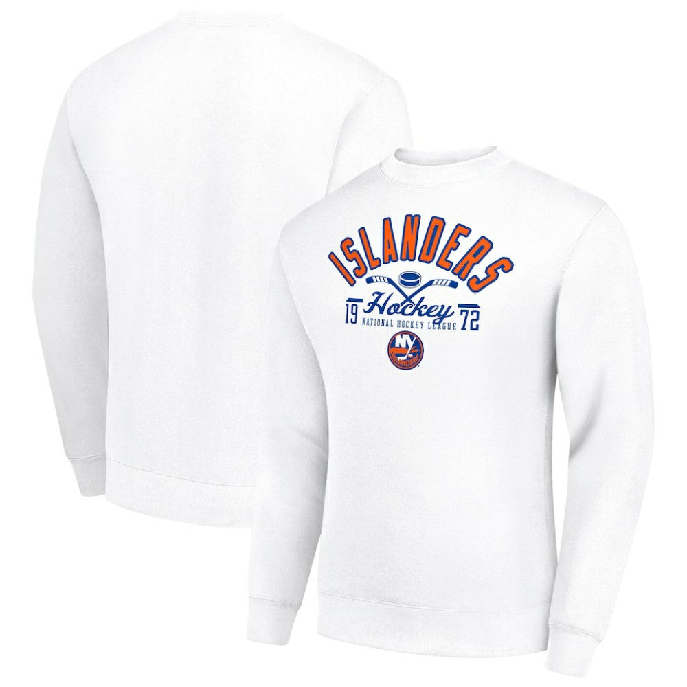 New York Islanders - Starter Stick And Puck Logo Fleece Pullover Sweatshirt White