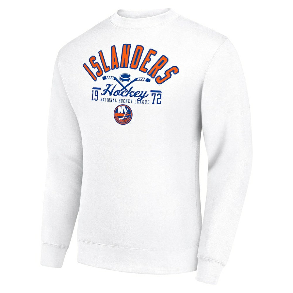 New York Islanders - Starter Stick And Puck Logo Fleece Pullover Sweatshirt White