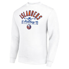 New York Islanders - Starter Stick And Puck Logo Fleece Pullover Sweatshirt White
