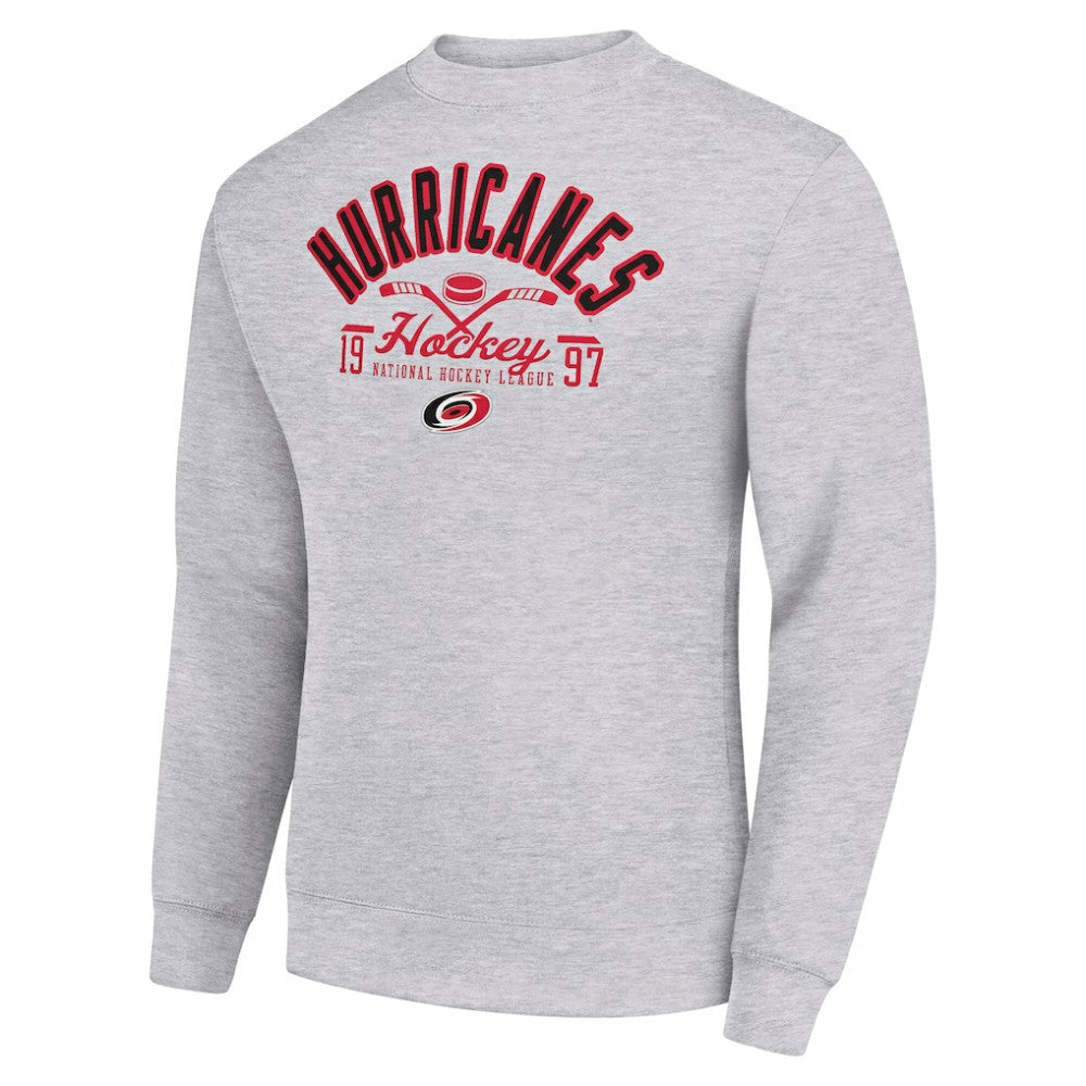 Carolina Hurricanes - Starter Stick And Puck Logo Fleece Pullover Sweatshirt Heather Gray