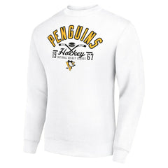 Pittsburgh Penguins Starter Stick And Puck Logo Fleece Pullover Sweatshirt White