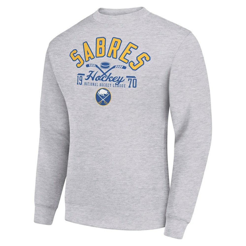 Buffalo Sabres - Starter Stick And Puck Logo Fleece Pullover Sweatshirt Heather Gray