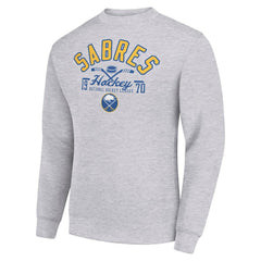 Buffalo Sabres - Starter Stick And Puck Logo Fleece Pullover Sweatshirt Heather Gray