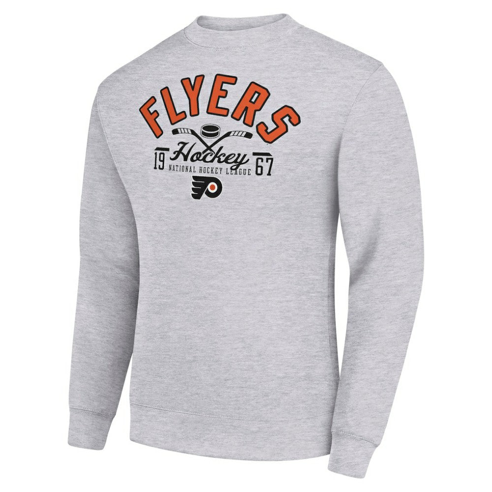 Philadelphia Flyers - Starter Stick And Puck Logo Fleece Pullover Sweatshirt Heather Gray
