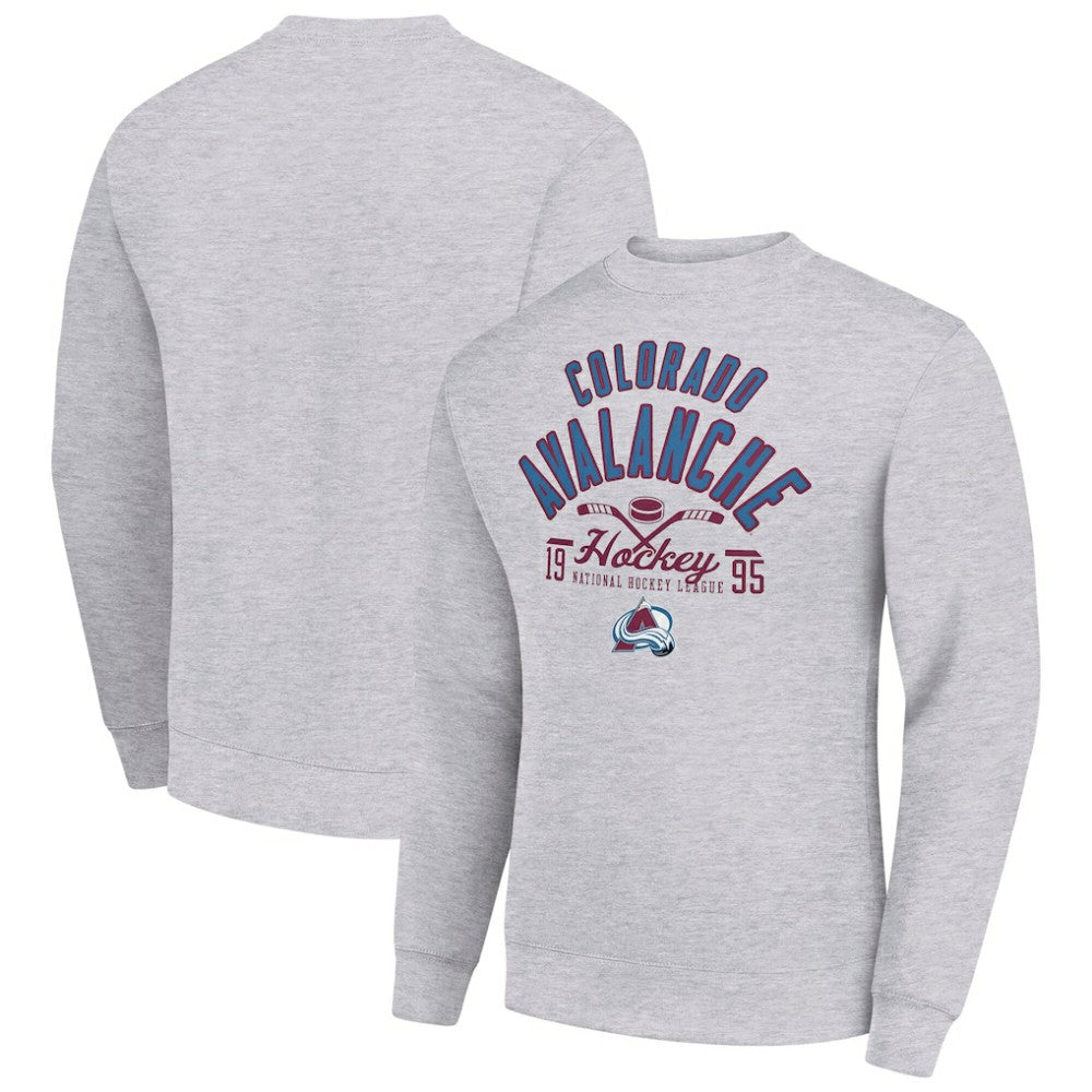 Colorado Avalanche - Starter Stick And Puck Logo Fleece Pullover Sweatshirt Heather Gray
