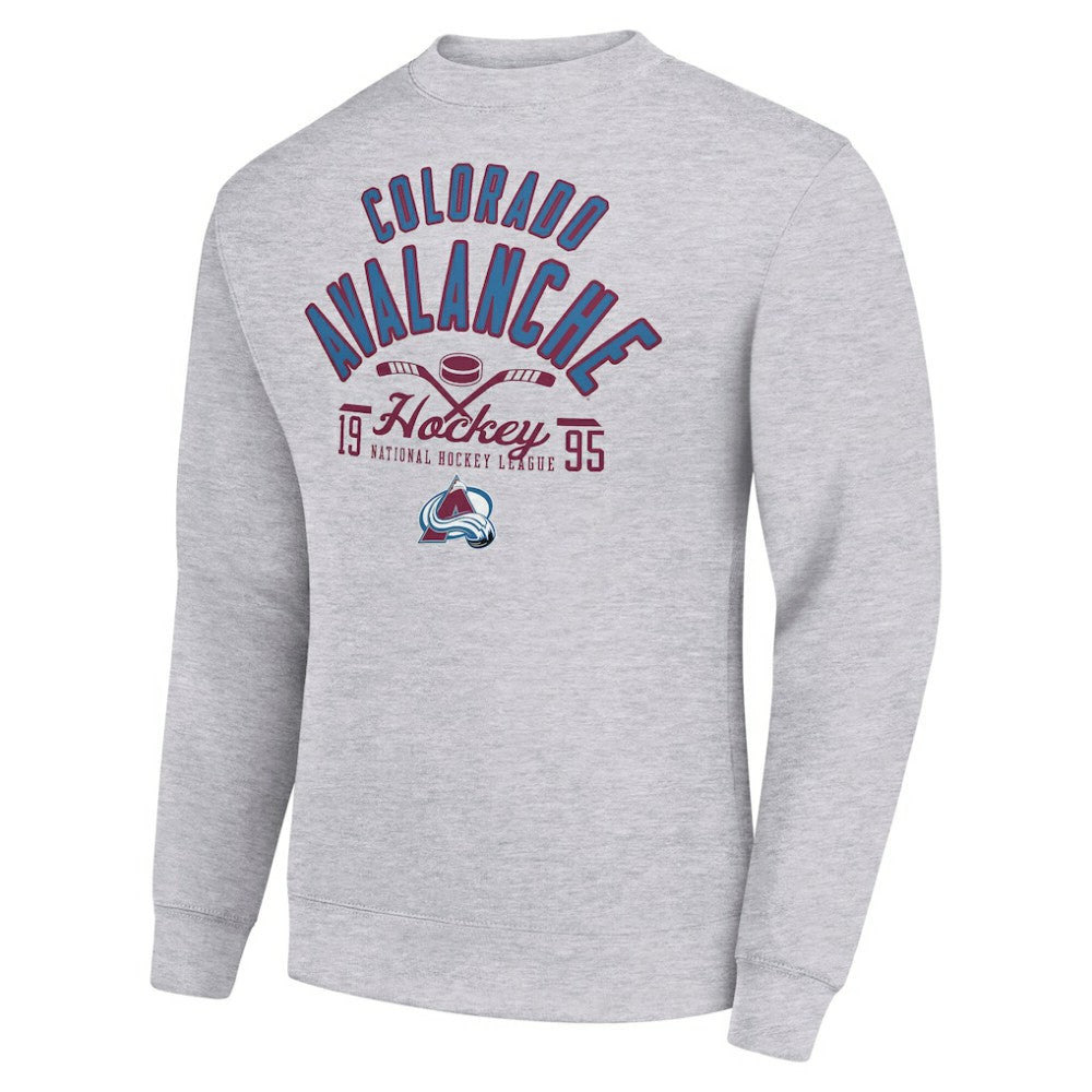 Colorado Avalanche - Starter Stick And Puck Logo Fleece Pullover Sweatshirt Heather Gray