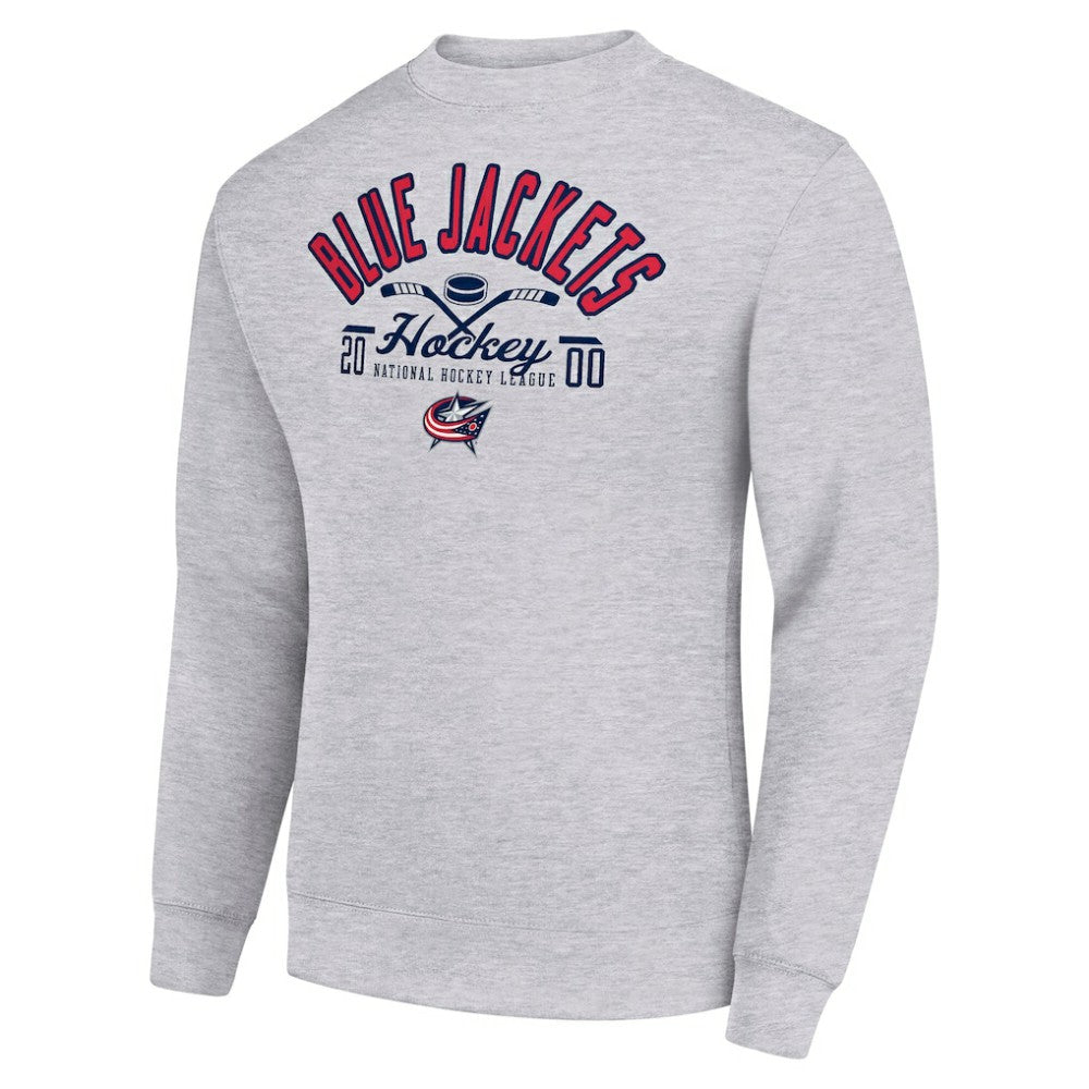 Columbus Blue Jackets - Starter Stick And Puck Logo Fleece Pullover Sweatshirt Heather Gray