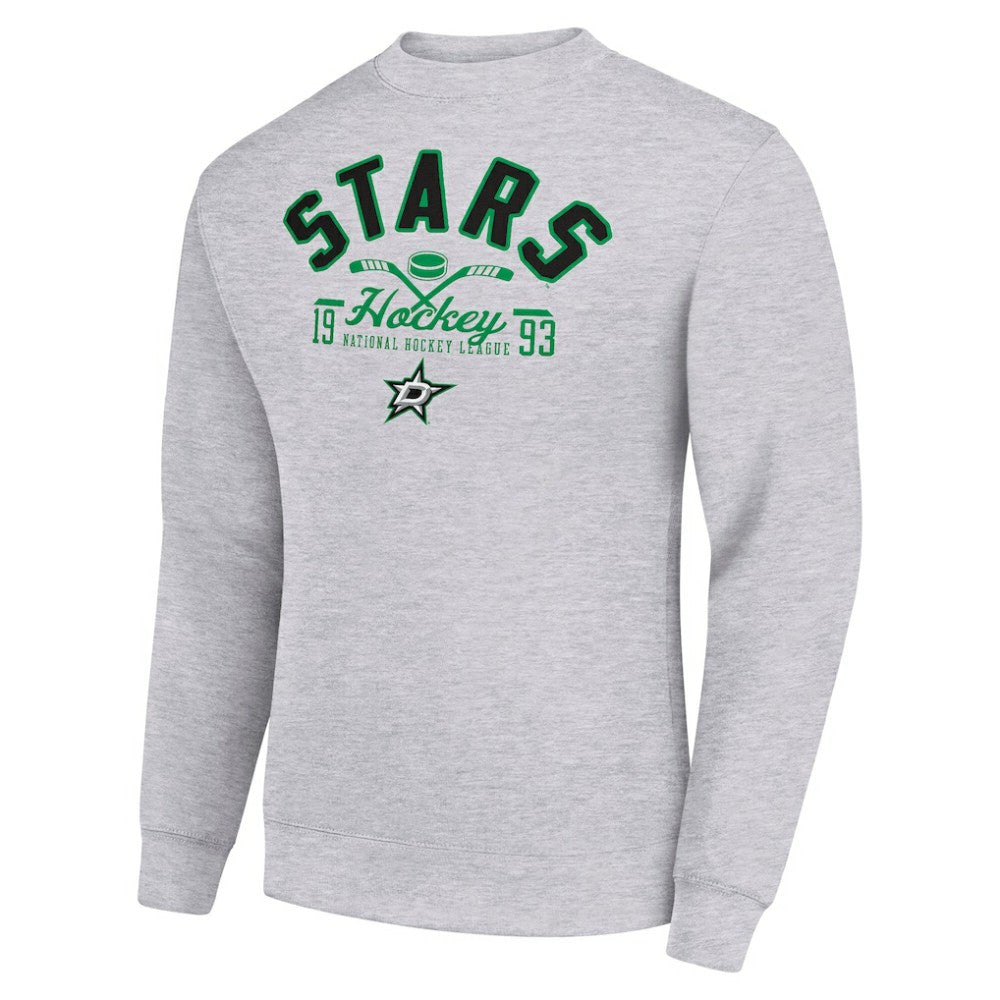 Dallas Stars - Starter Stick And Puck Logo Fleece Pullover Sweatshirt Heather Gray