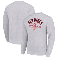 Detroit Red Wings - Starter Stick And Puck Logo Fleece Pullover Sweatshirt Heather Gray