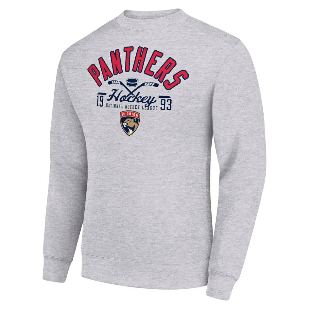 Florida Panthers - Starter Stick And Puck Logo Fleece Pullover Sweatshirt Heather Gray