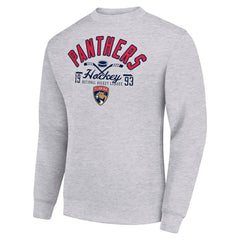 Florida Panthers - Starter Stick And Puck Logo Fleece Pullover Sweatshirt Heather Gray