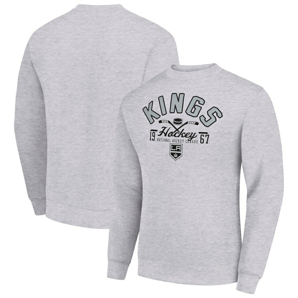 Los Angeles Kings - Starter Stick And Puck Logo Fleece Pullover Sweatshirt Heather Gray