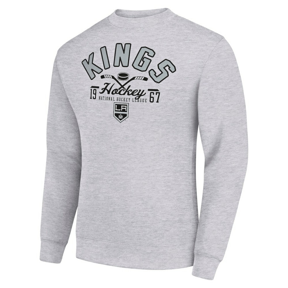 Los Angeles Kings - Starter Stick And Puck Logo Fleece Pullover Sweatshirt Heather Gray