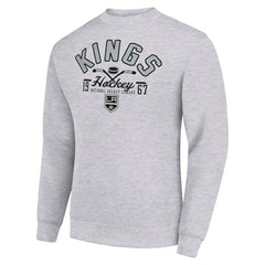 Los Angeles Kings - Starter Stick And Puck Logo Fleece Pullover Sweatshirt Heather Gray