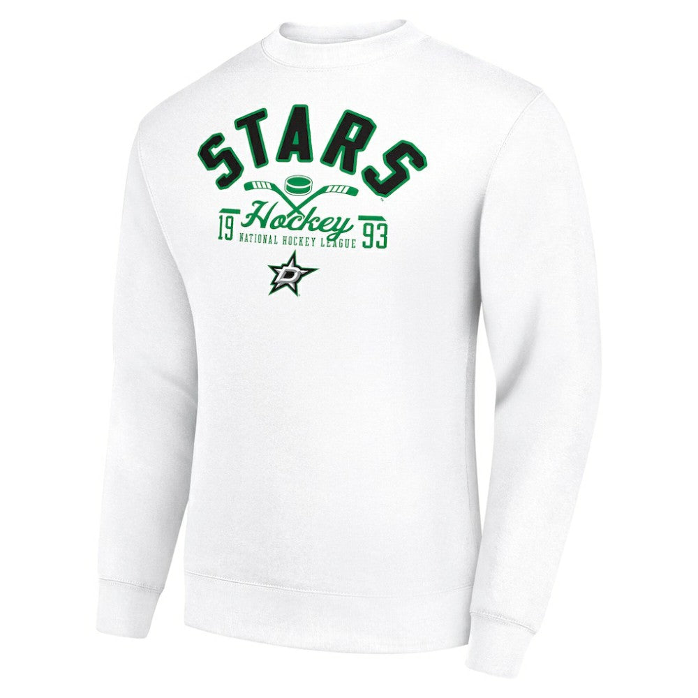 Dallas Stars - Starter Stick And Puck Logo Fleece Pullover Sweatshirt White