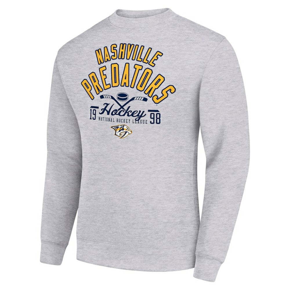 Nashville Predators - Starter Stick And Puck Logo Fleece Pullover Sweatshirt Heather Gray