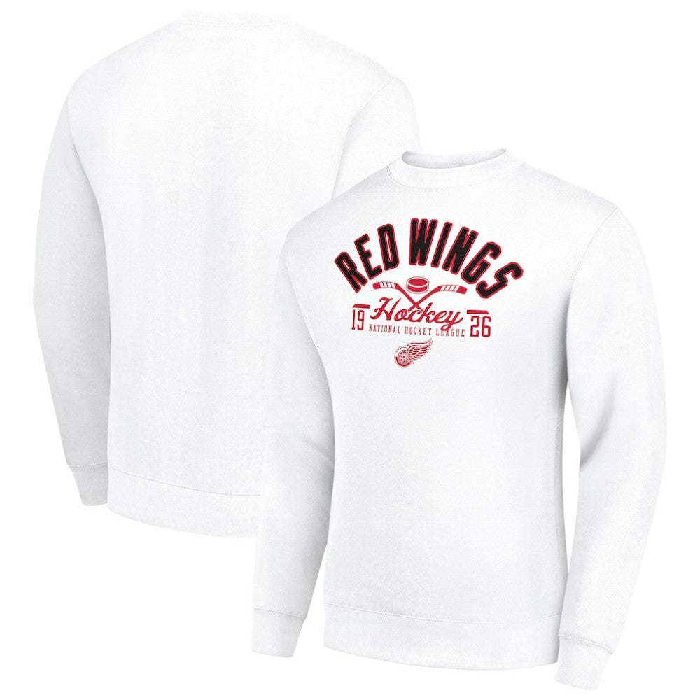 Detroit Red Wings - Starter Stick And Puck Logo Fleece Pullover Sweatshirt White