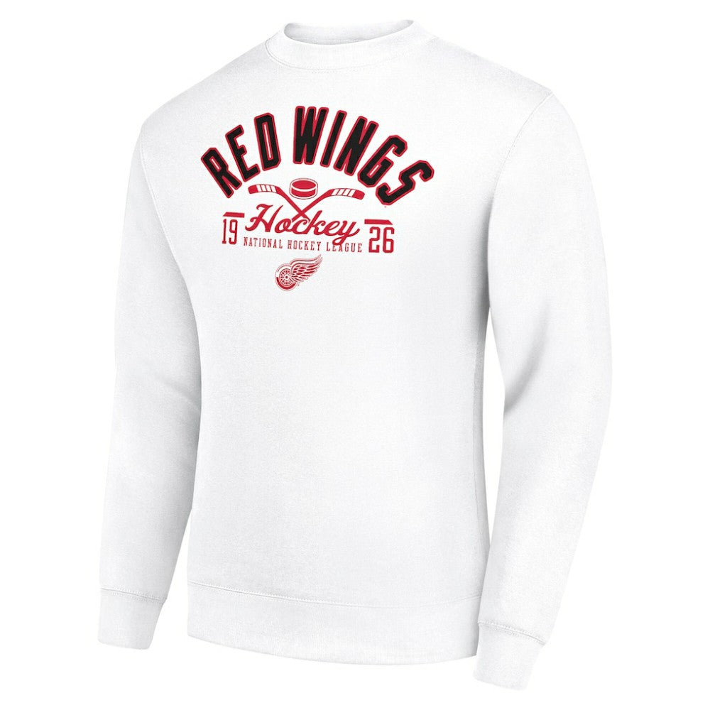 Detroit Red Wings - Starter Stick And Puck Logo Fleece Pullover Sweatshirt White