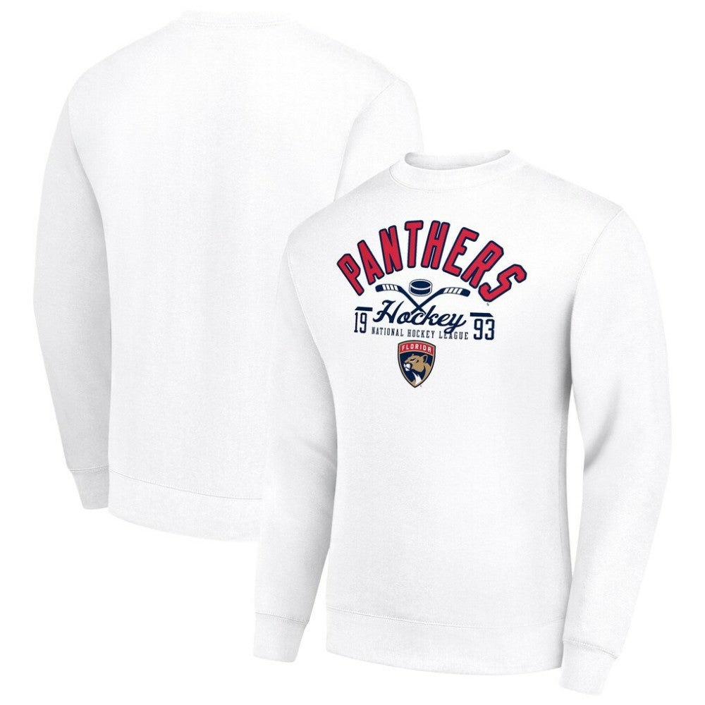 Florida Panthers - Starter Stick And Puck Logo Fleece Pullover Sweatshirt White