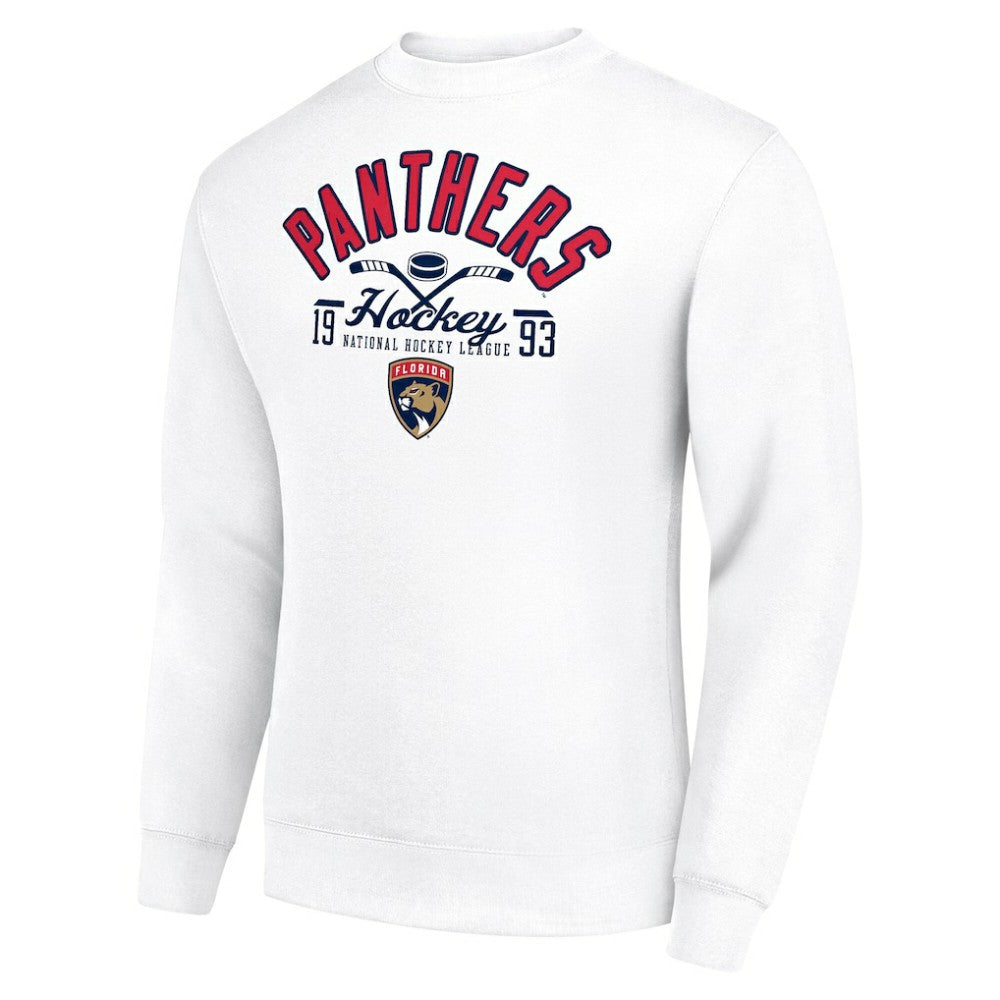 Florida Panthers - Starter Stick And Puck Logo Fleece Pullover Sweatshirt White