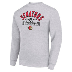 Ottawa Senators - Starter Stick And Puck Logo Fleece Pullover Sweatshirt Heather Gray