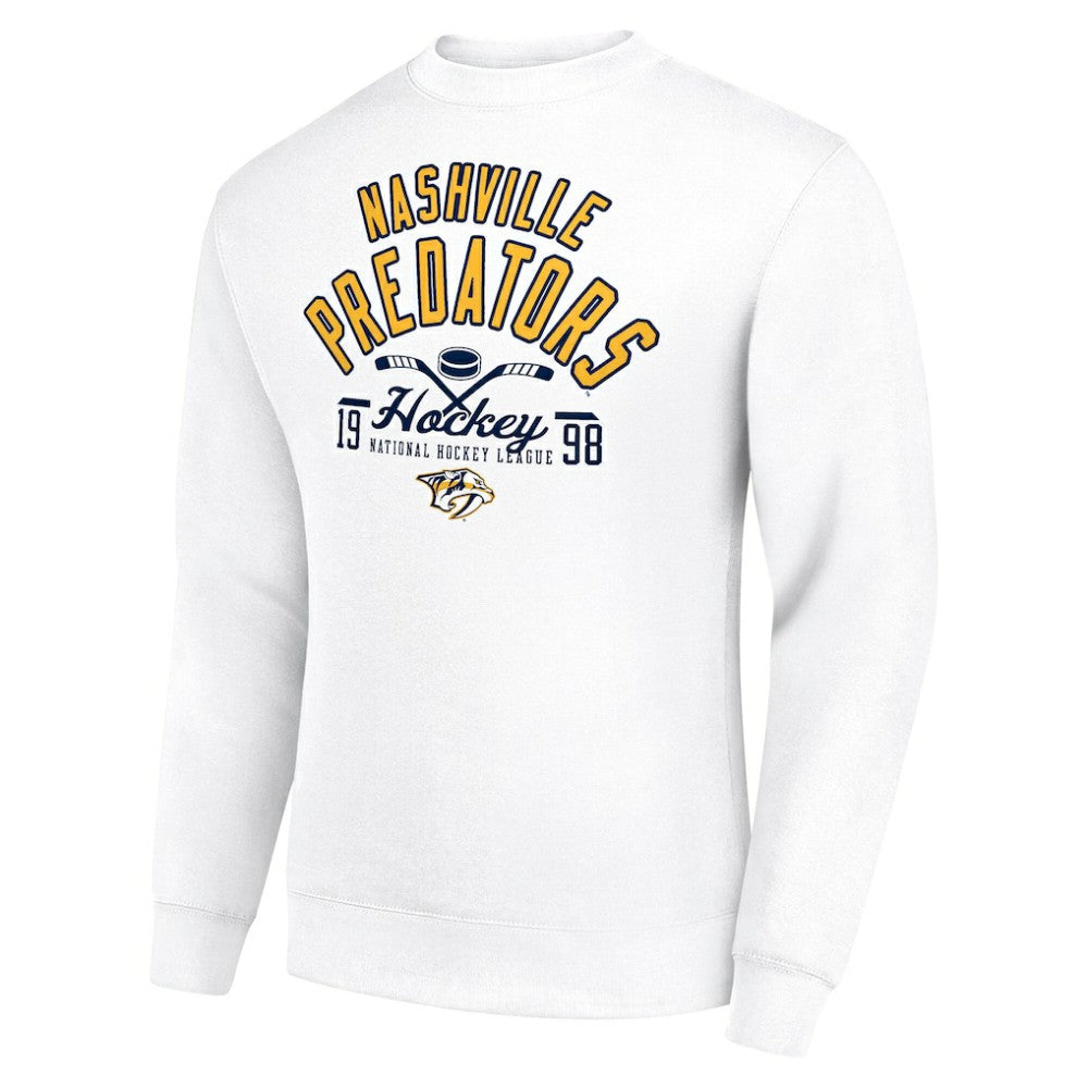 Nashville Predators - Starter Stick And Puck Logo Fleece Pullover Sweatshirt White