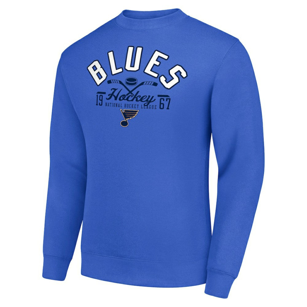 St. Louis Blues - Starter Stick And Puck Logo Fleece Pullover Sweatshirt Royal