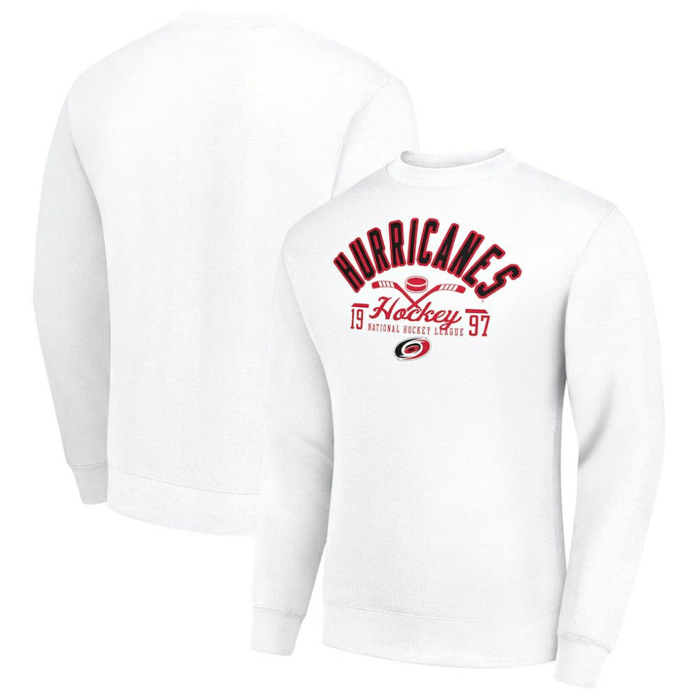 Carolina Hurricanes - Starter Stick And Puck Logo Fleece Pullover Sweatshirt White