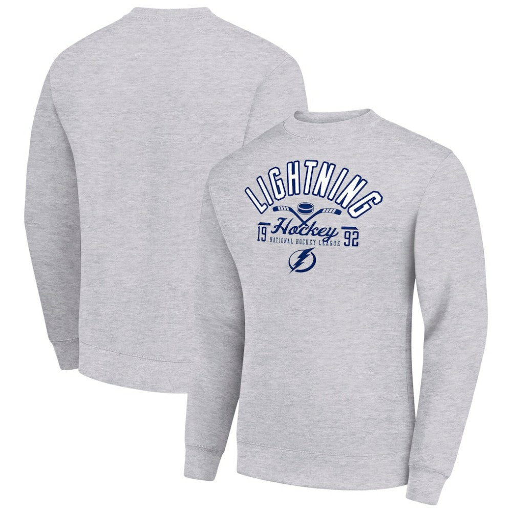 Tampa Bay Lightning - Starter Stick And Puck Logo Fleece Pullover Sweatshirt Heather Gray