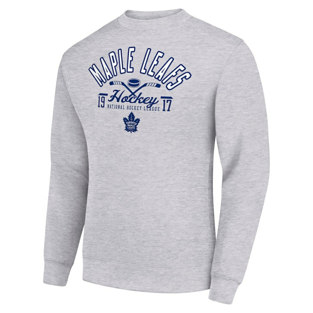 Toronto Maple Leafs - Starter Stick And Puck Logo Fleece Pullover Sweatshirt Heather Gray
