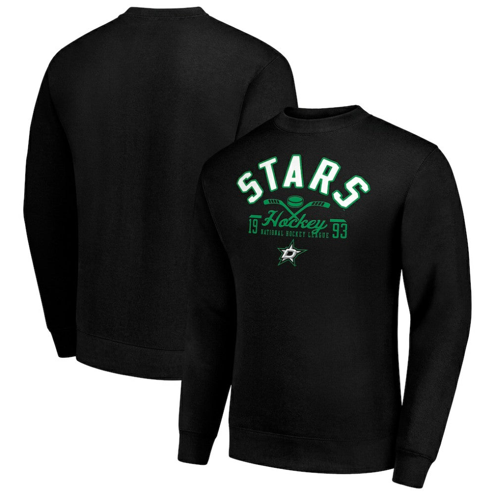 Dallas Stars - Starter Stick And Puck Logo Fleece Pullover Sweatshirt Black