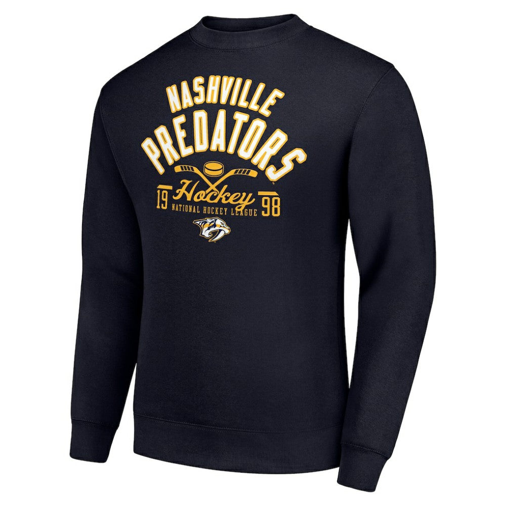 Nashville Predators - Starter Stick And Puck Logo Fleece Pullover Sweatshirt Navy