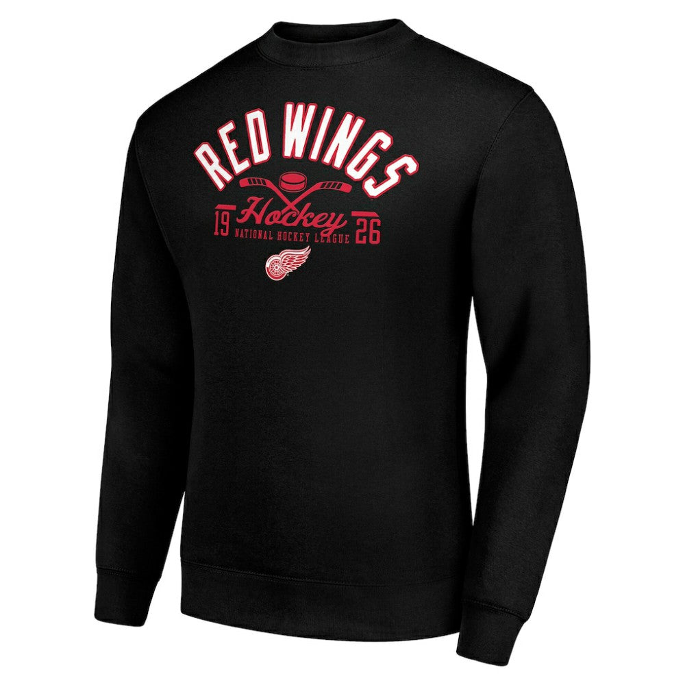 Detroit Red Wings - Starter Stick And Puck Logo Fleece Pullover Sweatshirt Black