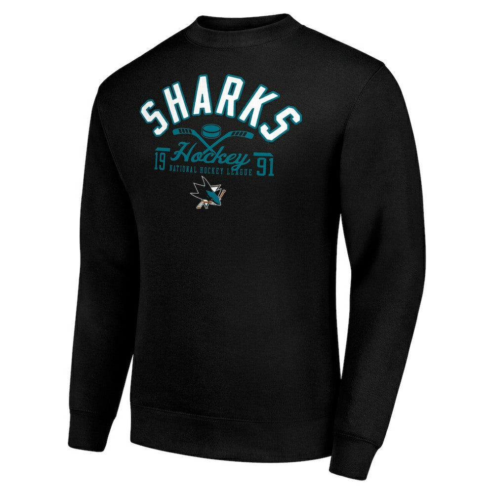 San Jose Sharks - Starter Stick And Puck Logo Fleece Pullover Sweatshirt Black