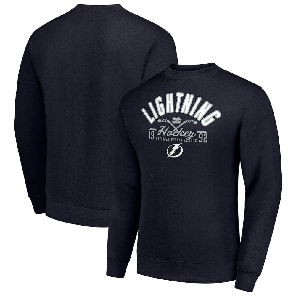 Tampa Bay Lightning - Starter Stick And Puck Logo Fleece Pullover Sweatshirt Navy