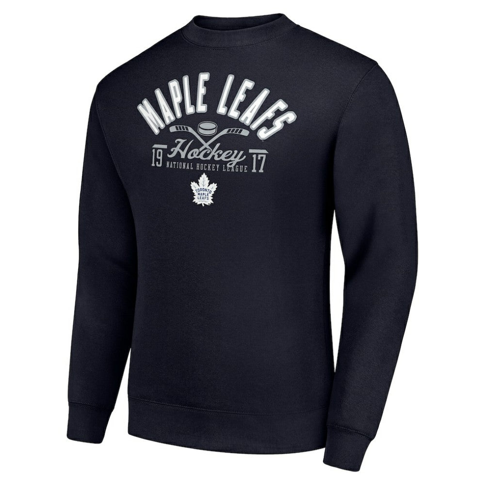 Toronto Maple Leafs - Starter Stick And Puck Logo Fleece Pullover Sweatshirt Navy