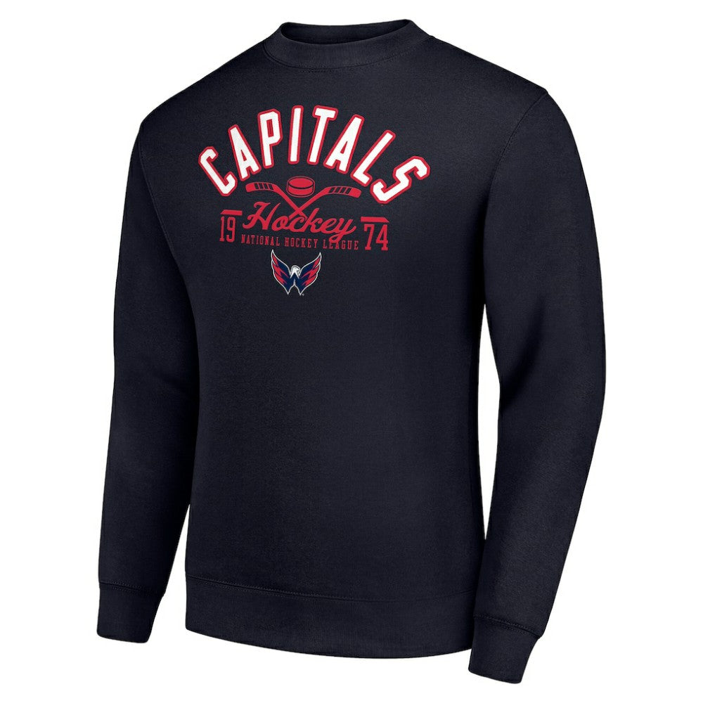 Washington Capitals Starter Stick And Puck Logo Fleece Pullover Sweatshirt Navy