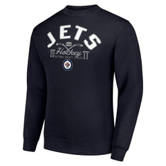 Winnipeg Jets - Starter Stick And Puck Logo Fleece Pullover Sweatshirt Navy