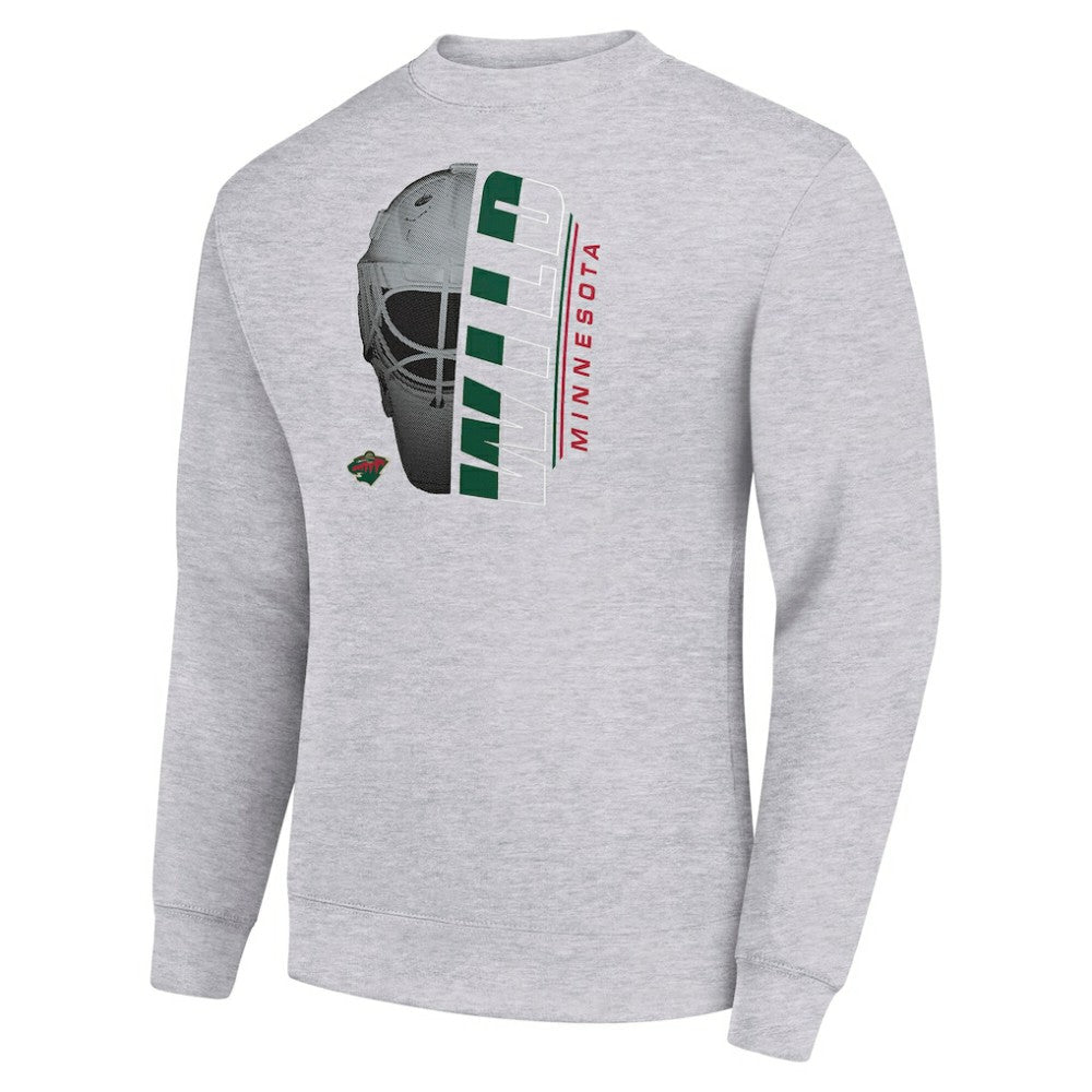 Minnesota Wild - Starter  Half Helmet Team Logo Pullover Sweatshirt Heather Gray