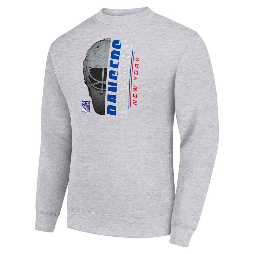 New York Rangers Starter  Half Helmet Team Logo Pullover Sweatshirt Heather Gray