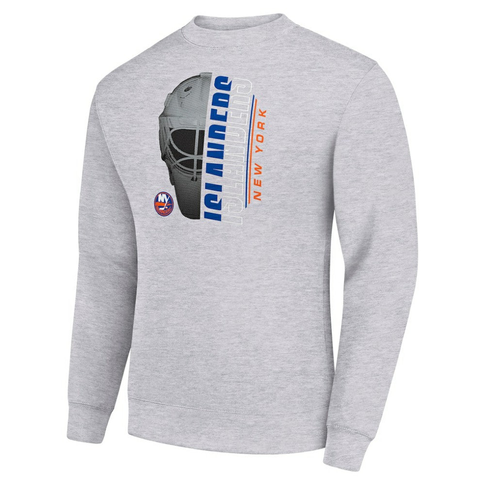 New York Islanders - Starter  Half Helmet Team Logo Pullover Sweatshirt Heather Gray