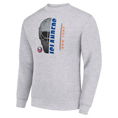 New York Islanders - Starter  Half Helmet Team Logo Pullover Sweatshirt Heather Gray