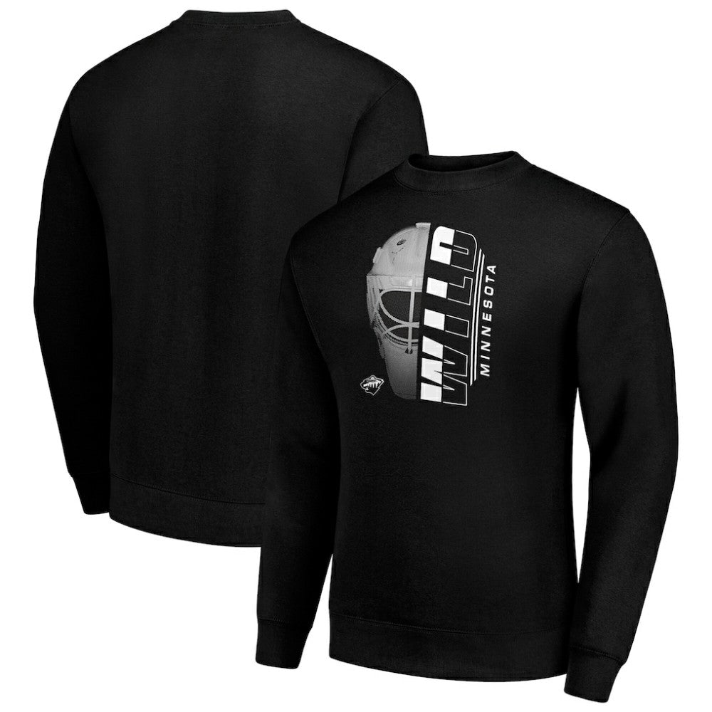 Minnesota Wild - Starter  Half Helmet Team Logo Pullover Sweatshirt Black