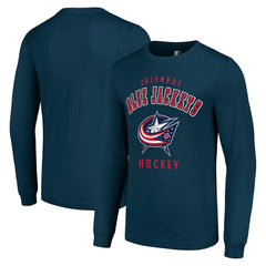 Columbus Blue Jackets - Starter Logo Long Sleeve T-Shirt Navy